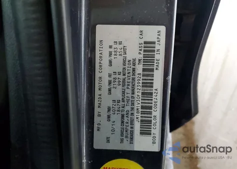 2015 Mazda 3 Touring z USA, uszkodzony, nr VIN JM1BM1V30F1239928